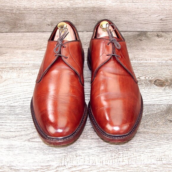 * worn 2x * Allen Edmonds JOMOC Blucher 12 EEE Wide Tan Saddle * add $15 Trees - Picture 2 of 13